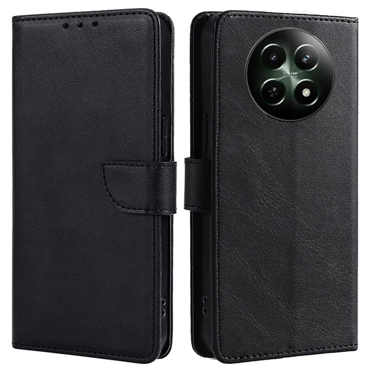For Realme 12 5G Case Calf Texture Drop-Resistant PU Leather Stand Phone Cover