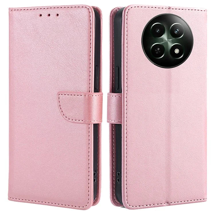 For Realme 12 5G Case Calf Texture Drop-Resistant PU Leather Stand Phone Cover