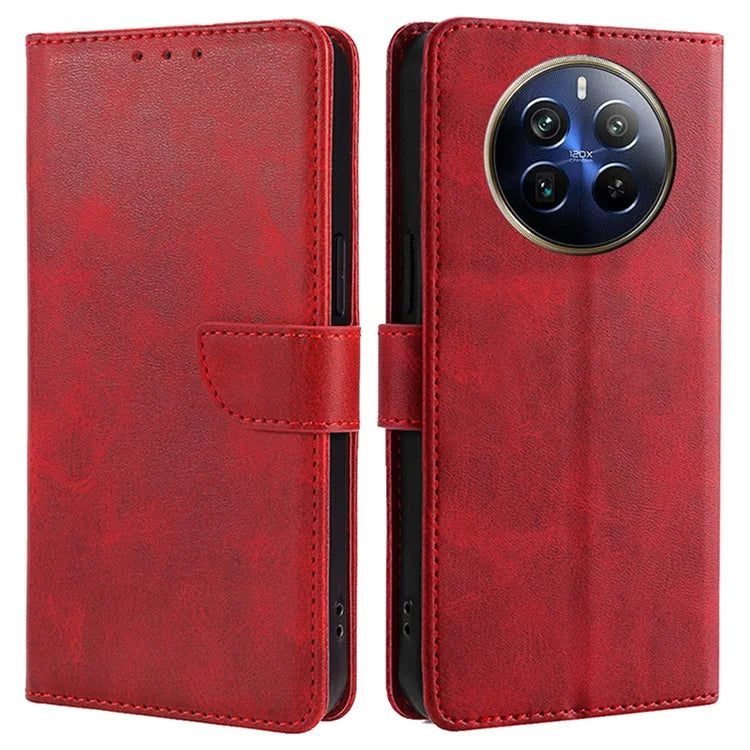 For Realme 12 Pro 5G / 12 Pro+ 5G Wallet Case Calf Texture Stand Phone Protector
