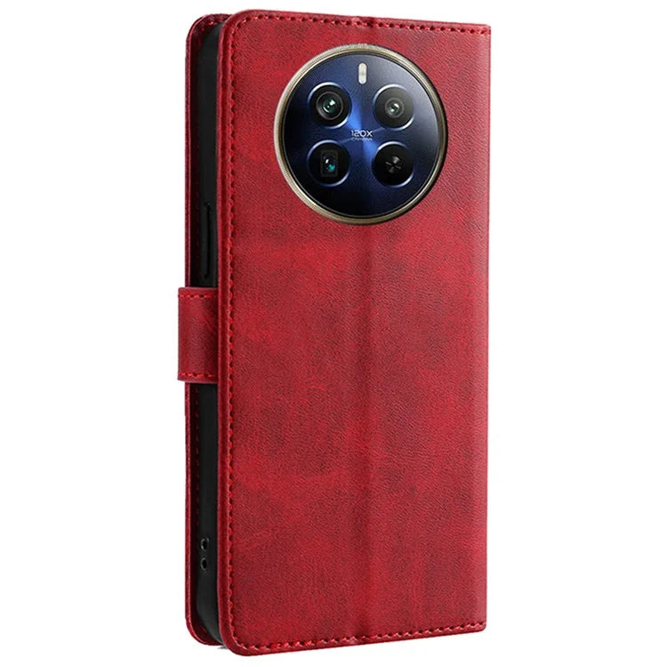 For Realme 12 Pro 5G / 12 Pro+ 5G Wallet Case Calf Texture Stand Phone Protector