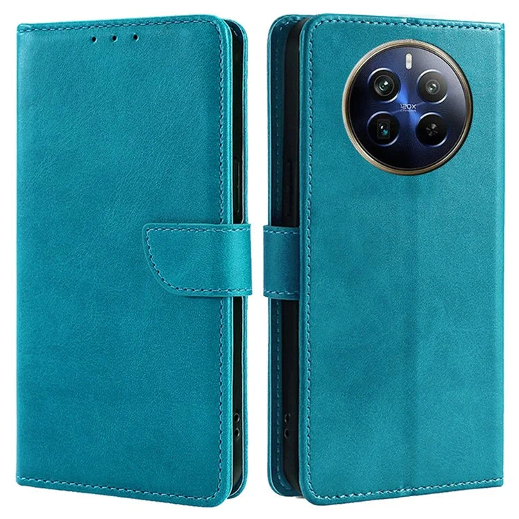 For Realme 12 Pro 5G / 12 Pro+ 5G Wallet Case Calf Texture Stand Phone Protector