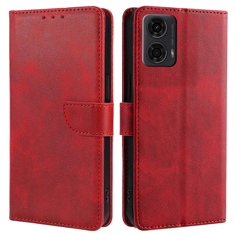 For Motorola Moto E14 4G / G04 4G / G04s 4G / G24 4G Case Scratch-Resistant Calf Texture Flip Stand Phone Cover