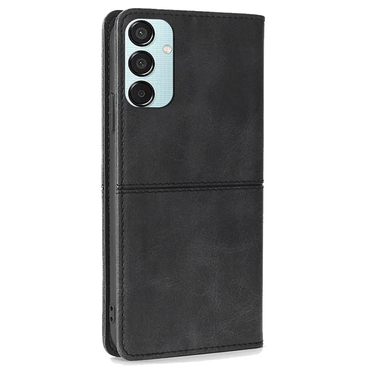 For Samsung Galaxy M15 5G Case Cowhide Texture PU Leather Phone Cover with Card Holder