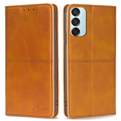 For Samsung Galaxy M15 5G Case Cowhide Texture PU Leather Phone Cover with Card Holder