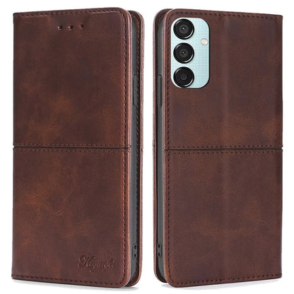 For Samsung Galaxy M15 5G Case Cowhide Texture PU Leather Phone Cover with Card Holder