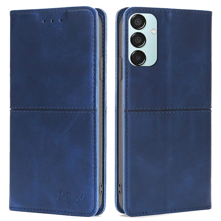 For Samsung Galaxy M15 5G Case Cowhide Texture PU Leather Phone Cover with Card Holder