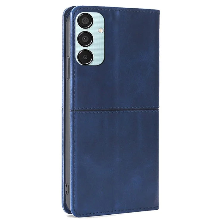 For Samsung Galaxy M15 5G Case Cowhide Texture PU Leather Phone Cover with Card Holder