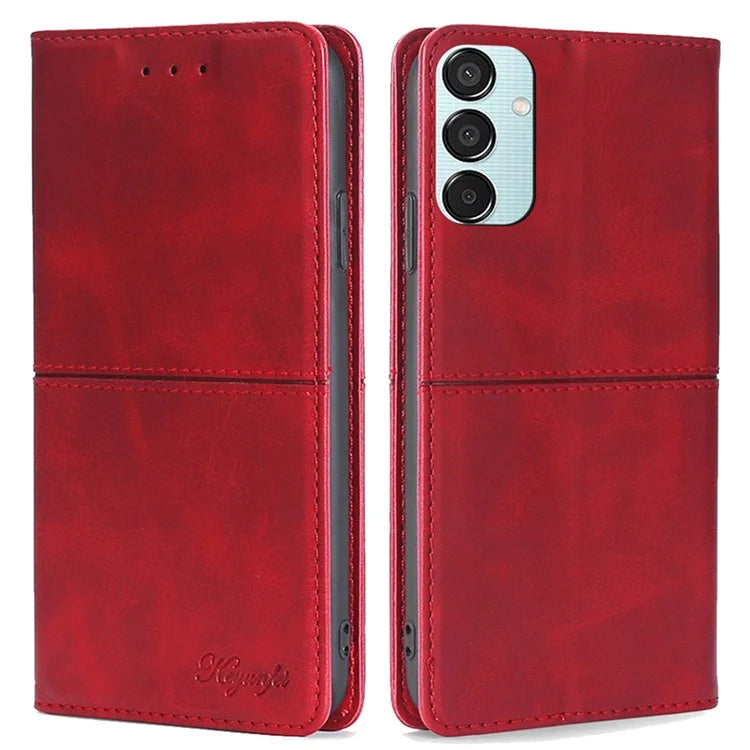 For Samsung Galaxy M15 5G Case Cowhide Texture PU Leather Phone Cover with Card Holder