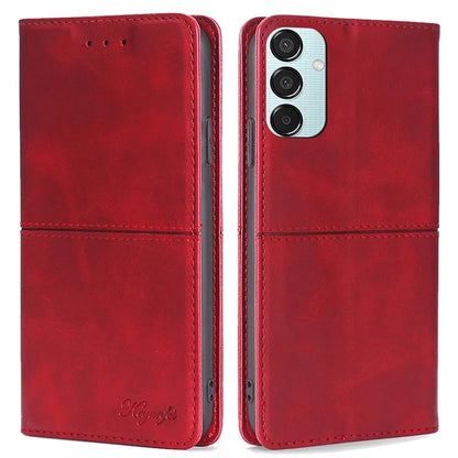 For Samsung Galaxy M15 5G Case Cowhide Texture PU Leather Phone Cover with Card Holder