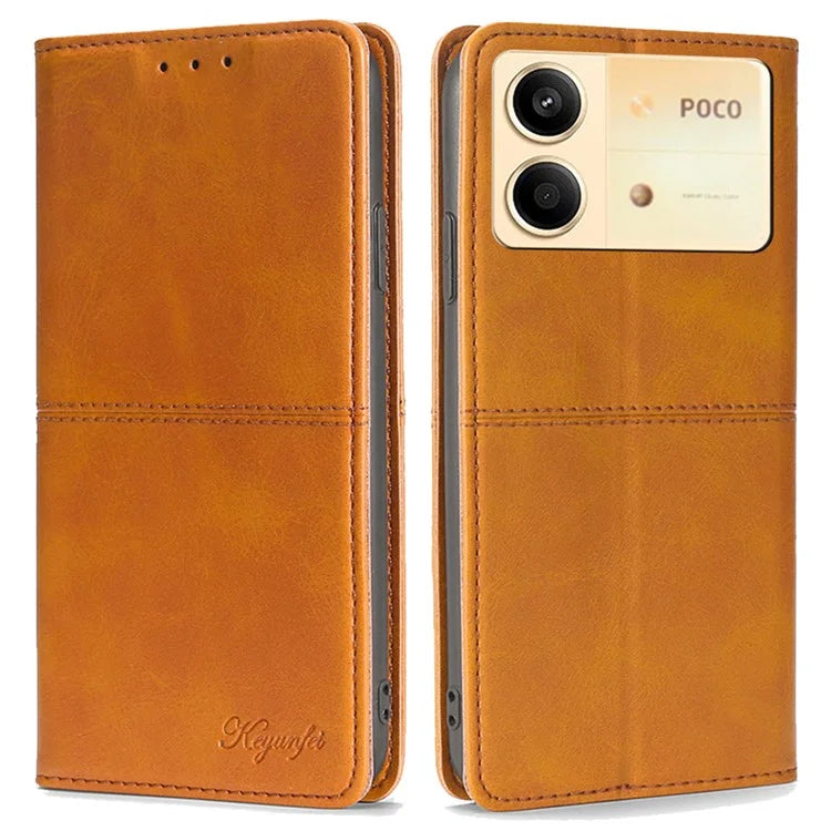For Xiaomi Redmi Note 13R Pro 5G Case PU Leather Magnetic Closure Protective Phone Cover Cowhide Texture