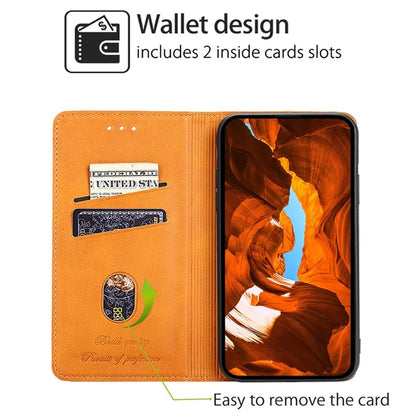 For Xiaomi Redmi Note 13R Pro 5G Case PU Leather Magnetic Closure Protective Phone Cover Cowhide Texture
