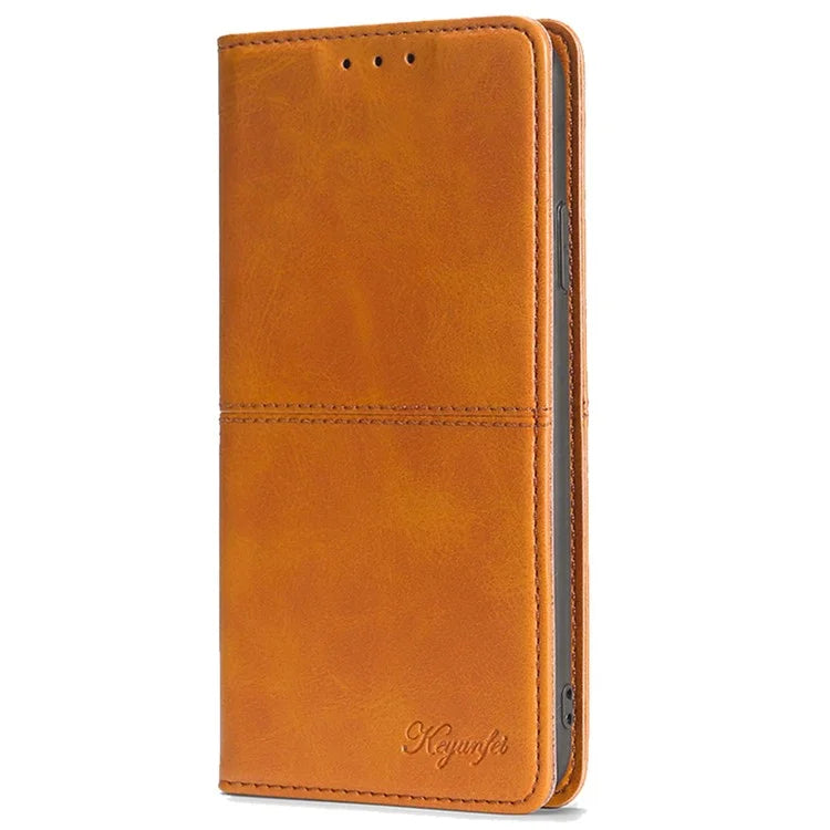 For Xiaomi Redmi Note 13R Pro 5G Case PU Leather Magnetic Closure Protective Phone Cover Cowhide Texture