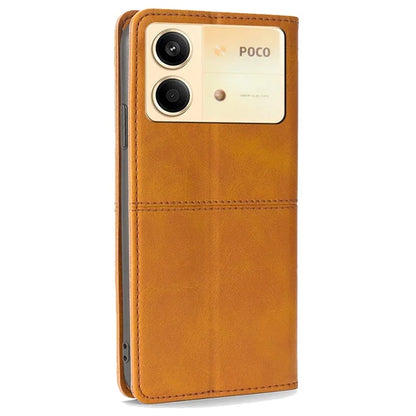 For Xiaomi Redmi Note 13R Pro 5G Case PU Leather Magnetic Closure Protective Phone Cover Cowhide Texture