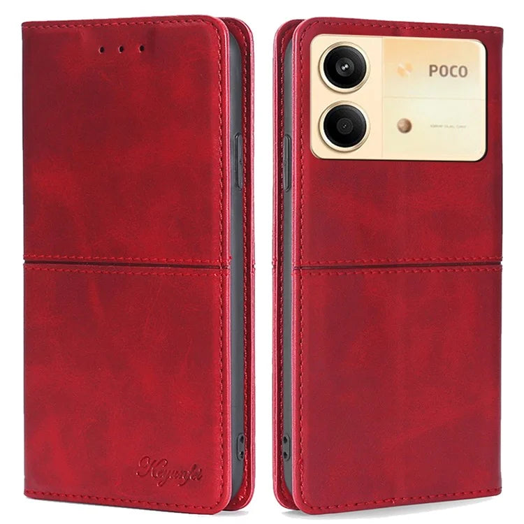 For Xiaomi Redmi Note 13R Pro 5G Case PU Leather Magnetic Closure Protective Phone Cover Cowhide Texture