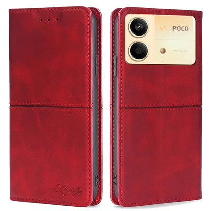 For Xiaomi Redmi Note 13R Pro 5G Case PU Leather Magnetic Closure Protective Phone Cover Cowhide Texture