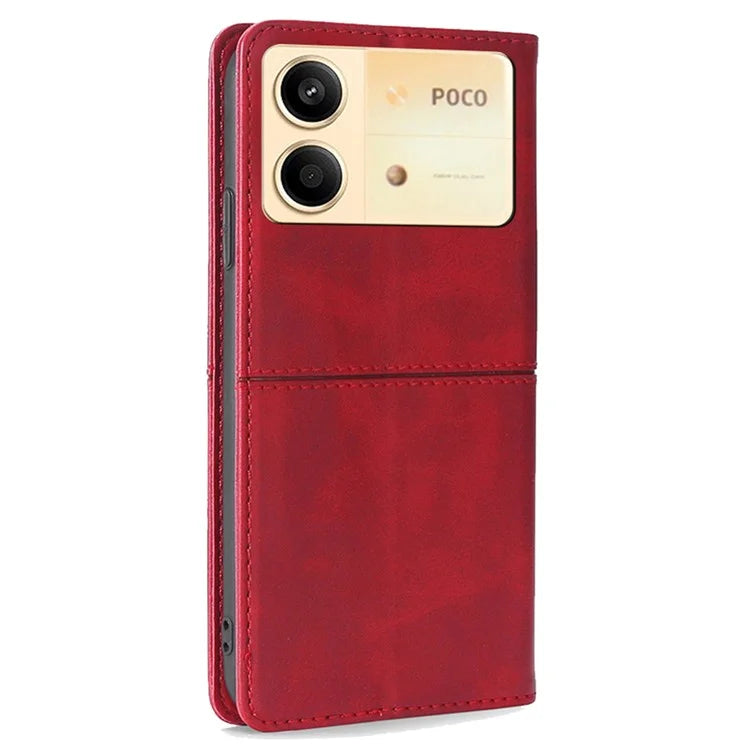 For Xiaomi Redmi Note 13R Pro 5G Case PU Leather Magnetic Closure Protective Phone Cover Cowhide Texture