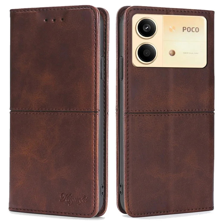 For Xiaomi Redmi Note 13R Pro 5G Case PU Leather Magnetic Closure Protective Phone Cover Cowhide Texture