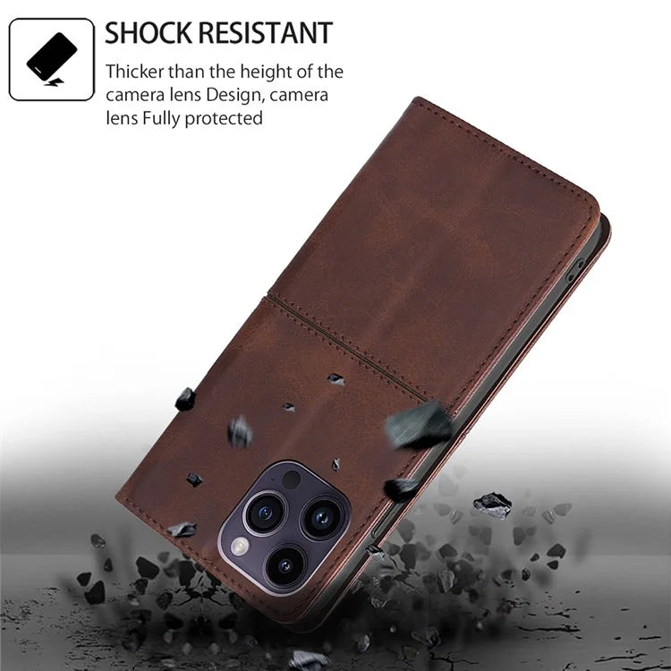 For Xiaomi Redmi Note 13R Pro 5G Case PU Leather Magnetic Closure Protective Phone Cover Cowhide Texture
