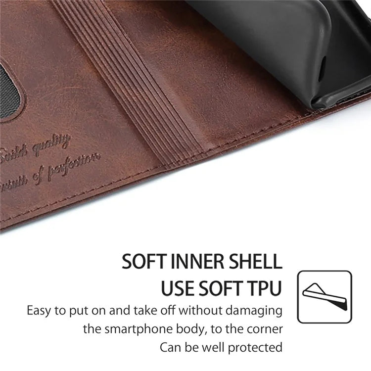 For Xiaomi Redmi Note 13R Pro 5G Case PU Leather Magnetic Closure Protective Phone Cover Cowhide Texture