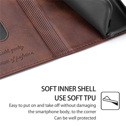 For Xiaomi Redmi Note 13R Pro 5G Case PU Leather Magnetic Closure Protective Phone Cover Cowhide Texture