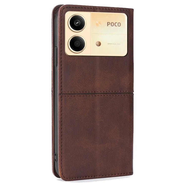 For Xiaomi Redmi Note 13R Pro 5G Case PU Leather Magnetic Closure Protective Phone Cover Cowhide Texture