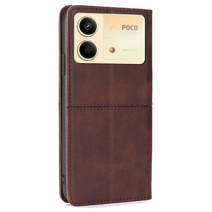For Xiaomi Redmi Note 13R Pro 5G Case PU Leather Magnetic Closure Protective Phone Cover Cowhide Texture