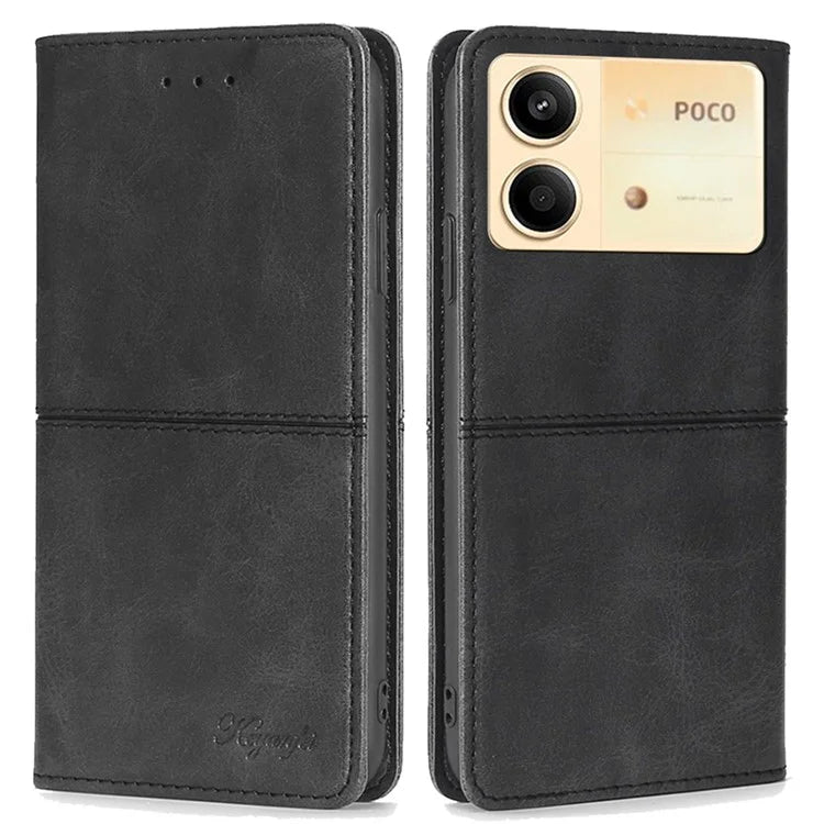 For Xiaomi Redmi Note 13R Pro 5G Case PU Leather Magnetic Closure Protective Phone Cover Cowhide Texture