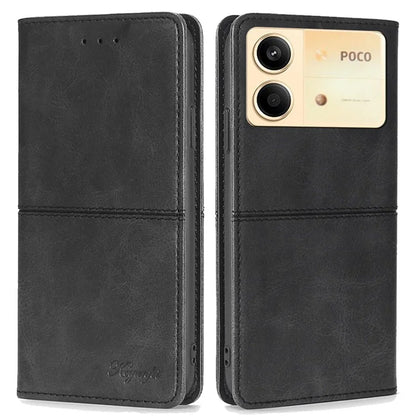 For Xiaomi Redmi Note 13R Pro 5G Case PU Leather Magnetic Closure Protective Phone Cover Cowhide Texture
