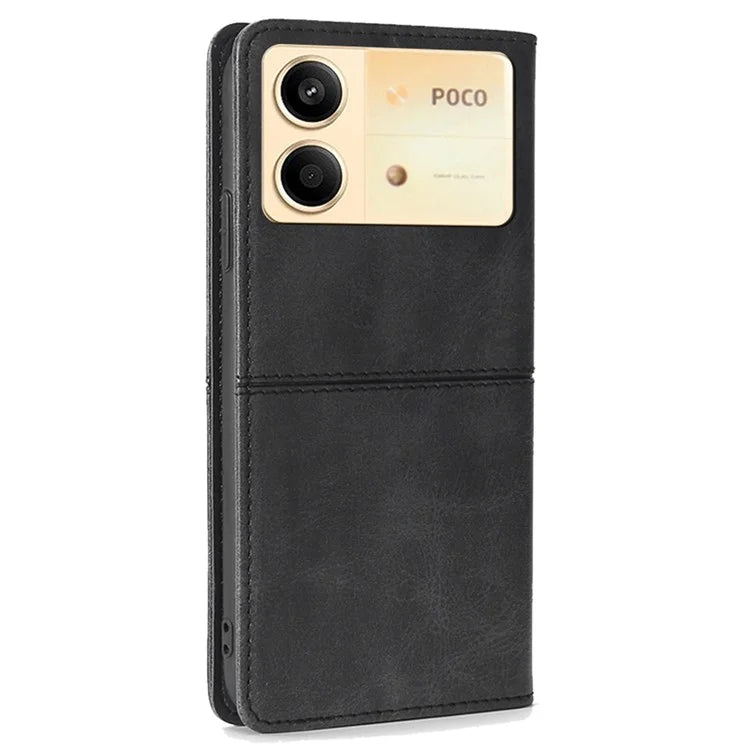 For Xiaomi Redmi Note 13R Pro 5G Case PU Leather Magnetic Closure Protective Phone Cover Cowhide Texture