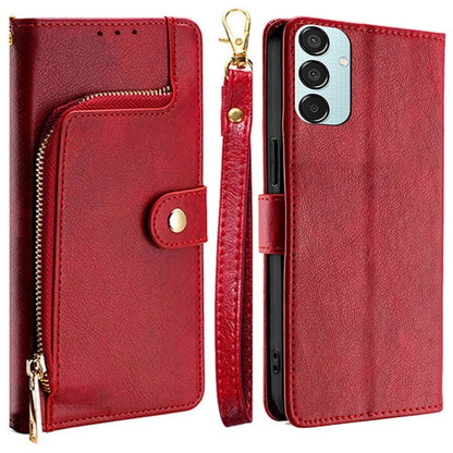 For Samsung Galaxy M15 5G Case Zipper Pocket Shock-absorbent Leather Wallet Phone Cover