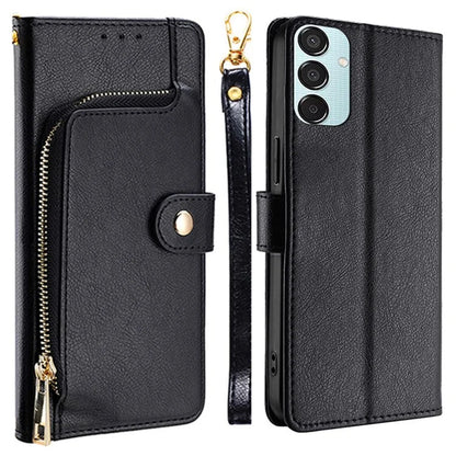 For Samsung Galaxy M15 5G Case Zipper Pocket Shock-absorbent Leather Wallet Phone Cover