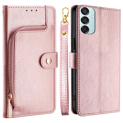 For Samsung Galaxy M15 5G Case Zipper Pocket Shock-absorbent Leather Wallet Phone Cover