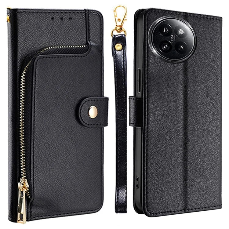 For Xiaomi Civi 4 Pro 5G / 14 Civi 5G Case PU Leather Zipper Wallet Anti-Scratch Phone Stand Cover
