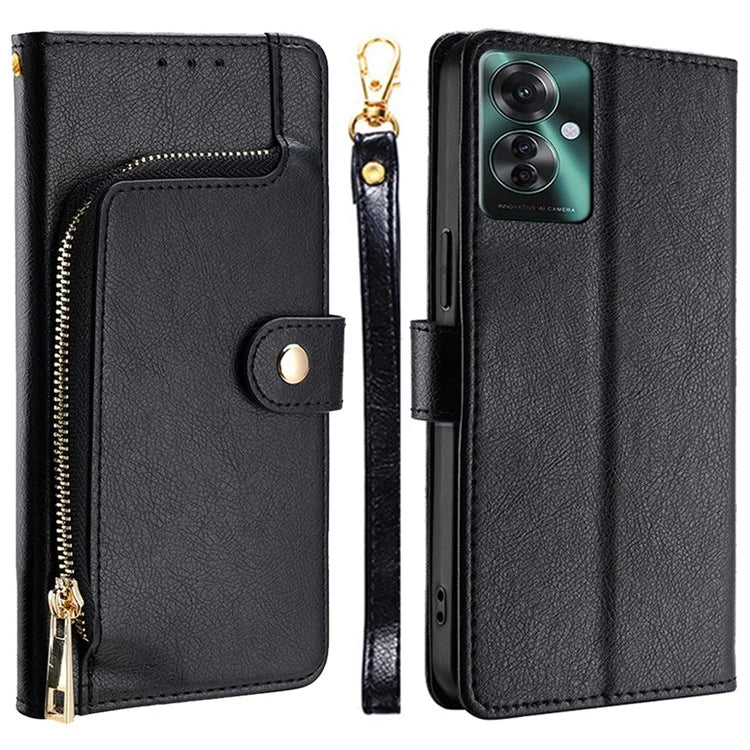 For Oppo Reno11 F 5G / F25 Pro 5G Phone Case Drop Protection Leather Zipper Wallet Cover