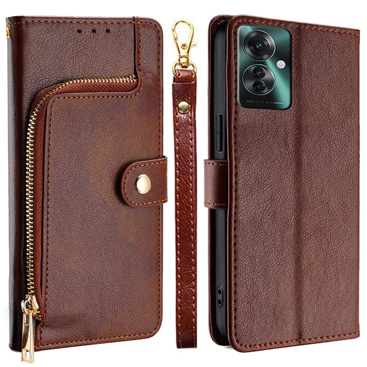 For Oppo Reno11 F 5G / F25 Pro 5G Phone Case Drop Protection Leather Zipper Wallet Cover