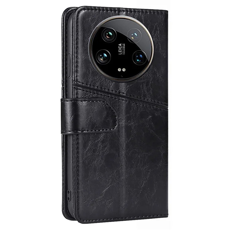 For Xiaomi 14 Ultra Case PU Leather Geometric Splicing Cell Phone Cover