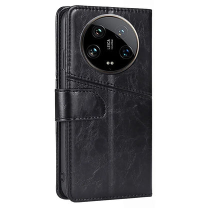 For Xiaomi 14 Ultra Case PU Leather Geometric Splicing Cell Phone Cover