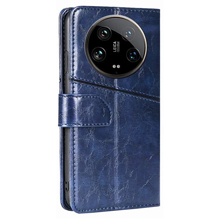 For Xiaomi 14 Ultra Case PU Leather Geometric Splicing Cell Phone Cover