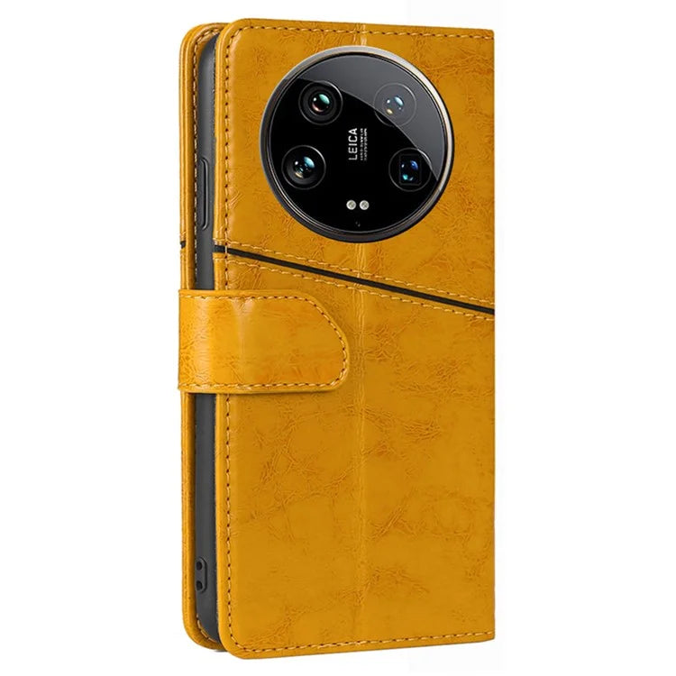 For Xiaomi 14 Ultra Case PU Leather Geometric Splicing Cell Phone Cover