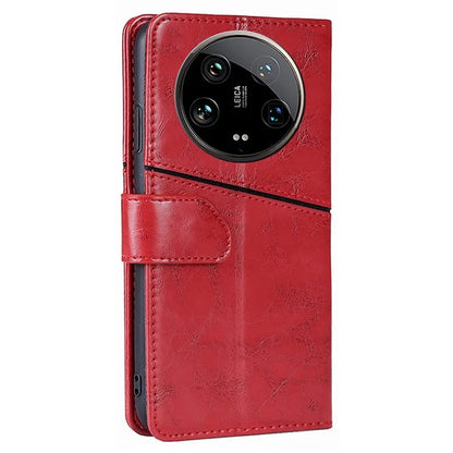 For Xiaomi 14 Ultra Case PU Leather Geometric Splicing Cell Phone Cover