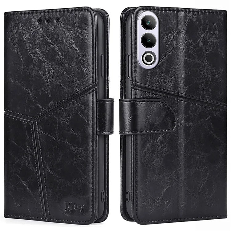 For OnePlus Ace 3V 5G Leather Case Shockproof Geometric Splicing Phone Stand Cover