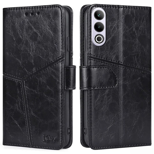 For OnePlus Ace 3V 5G Leather Case Shockproof Geometric Splicing Phone Stand Cover
