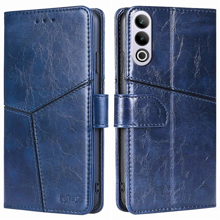 For OnePlus Ace 3V 5G Leather Case Shockproof Geometric Splicing Phone Stand Cover
