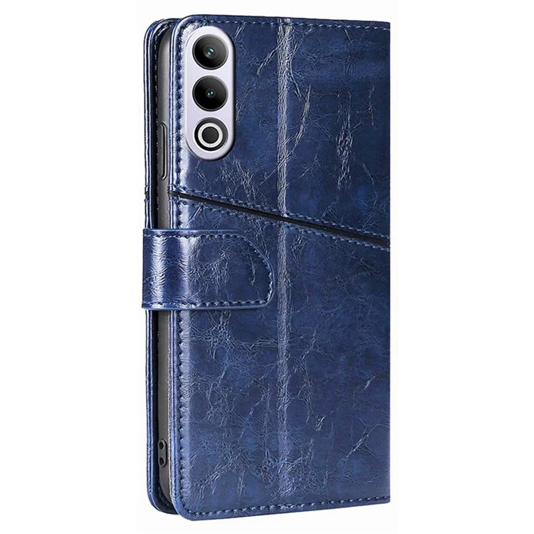 For OnePlus Ace 3V 5G Leather Case Shockproof Geometric Splicing Phone Stand Cover