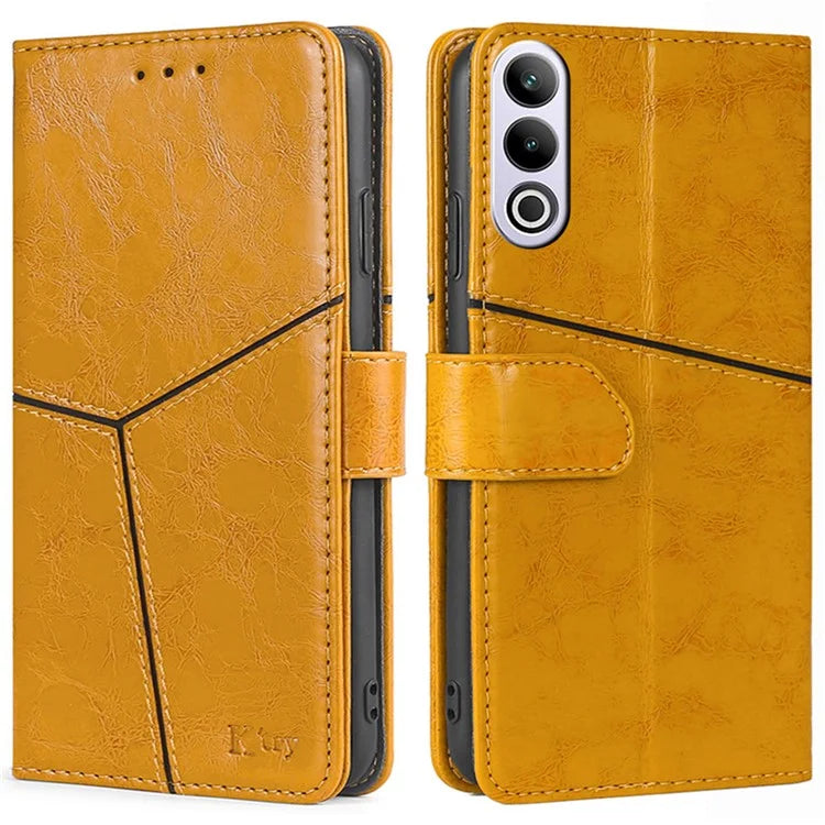 For OnePlus Ace 3V 5G Leather Case Shockproof Geometric Splicing Phone Stand Cover