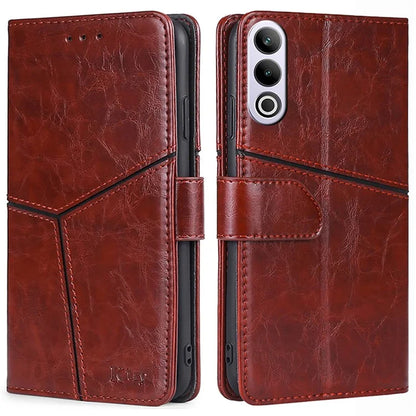 For OnePlus Ace 3V 5G Leather Case Shockproof Geometric Splicing Phone Stand Cover