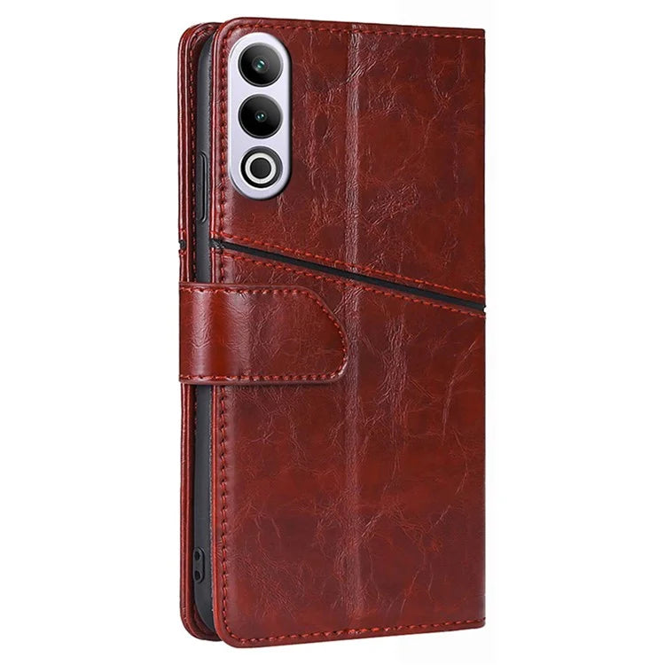 For OnePlus Ace 3V 5G Leather Case Shockproof Geometric Splicing Phone Stand Cover