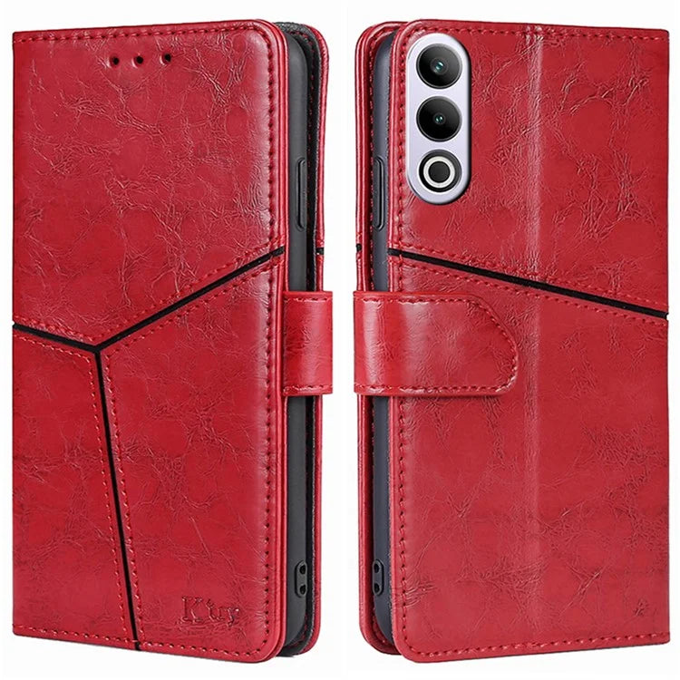 For OnePlus Ace 3V 5G Leather Case Shockproof Geometric Splicing Phone Stand Cover