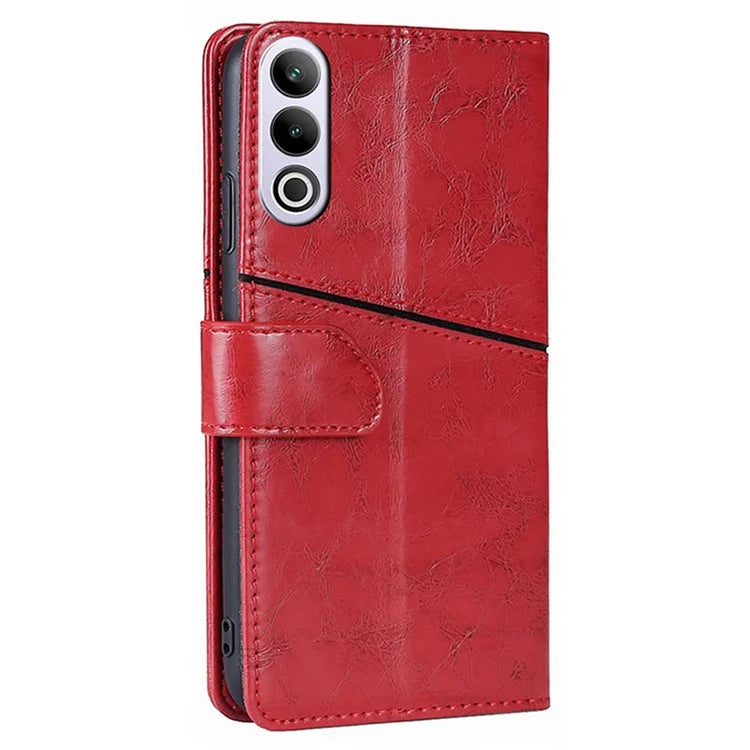 For OnePlus Ace 3V 5G Leather Case Shockproof Geometric Splicing Phone Stand Cover