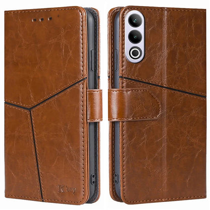 For OnePlus Ace 3V 5G Leather Case Shockproof Geometric Splicing Phone Stand Cover